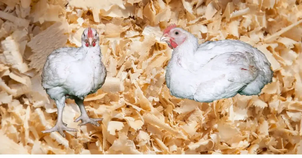 "broiler-chickens-on-wood shaving"
