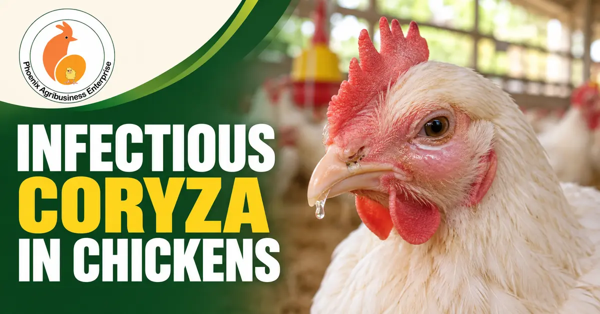 Chicken showing swollen face and nasal discharge associated with infectious coryza