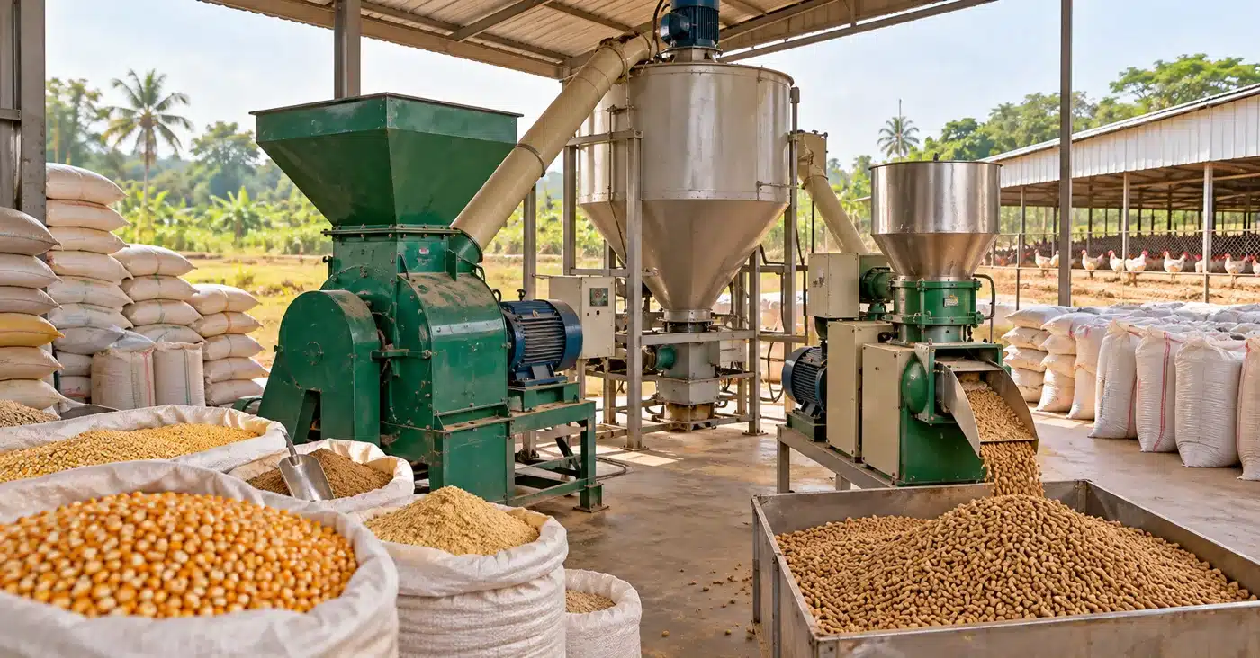 Feed mill business in Nigeria with animal feed processing equipment
