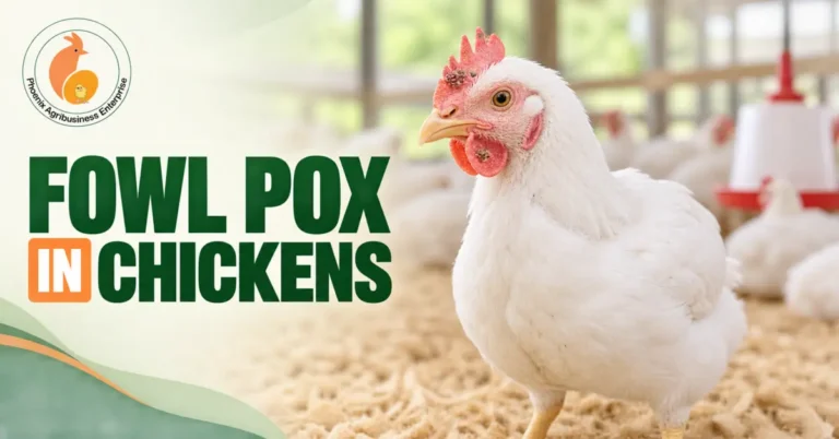 White chicken showing fowl pox scabs in an African poultry house